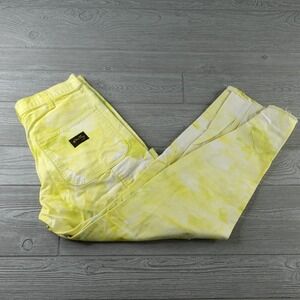 Stan Ray Pants Mens 30x27 Yellow Tie Dye Comfortable Stylish Raw Hem Made in USA